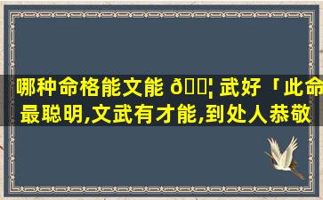 哪种命格能文能 🐦 武好「此命最聪明,文武有才能,到处人恭敬 ☘ ,为人心公平」
